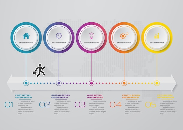 5-stopniowy Wykres Linii Infografiki Osi Czasu.