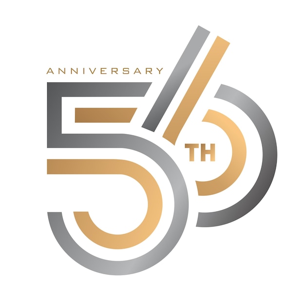 Plik wektorowy 56-lecia rocznica logo templet z złotym kolorem