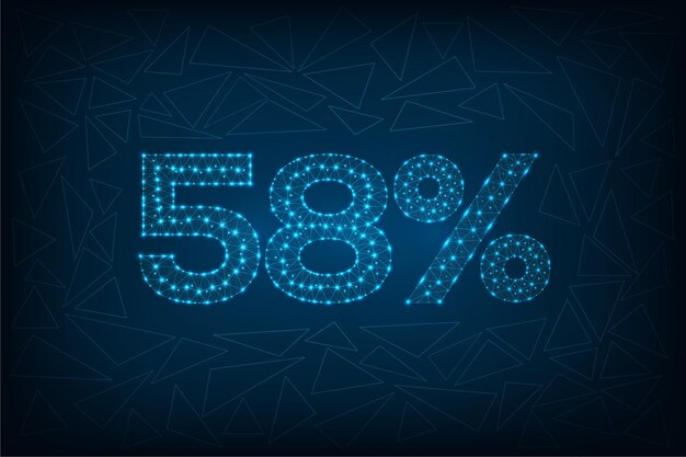 Plik wektorowy 58 procent rabatu sprzedaż futurystyczny wielokątny cyfrowy szkielet połączony kropkami na niebieskim tle