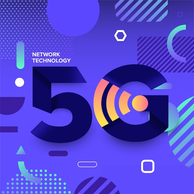 5g Technologia Sieciowa Memphis Design