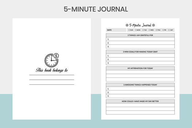 Plik wektorowy 5minute journal kdp interior