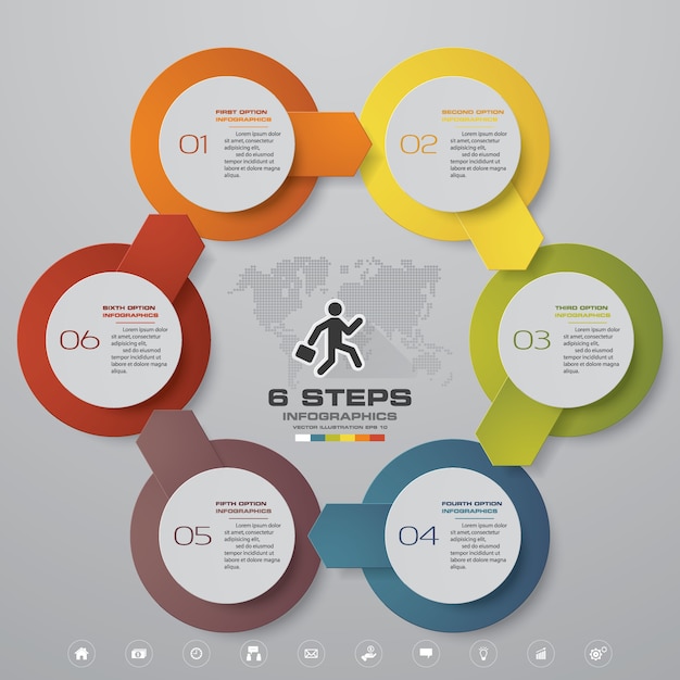6 Kroków Infografika Wykres Szablonu Elementu