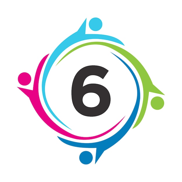 Plik wektorowy 6 praca zespołowa logo unite symbol charity letter sign logotyp związku opieki zdrowotnej społeczności