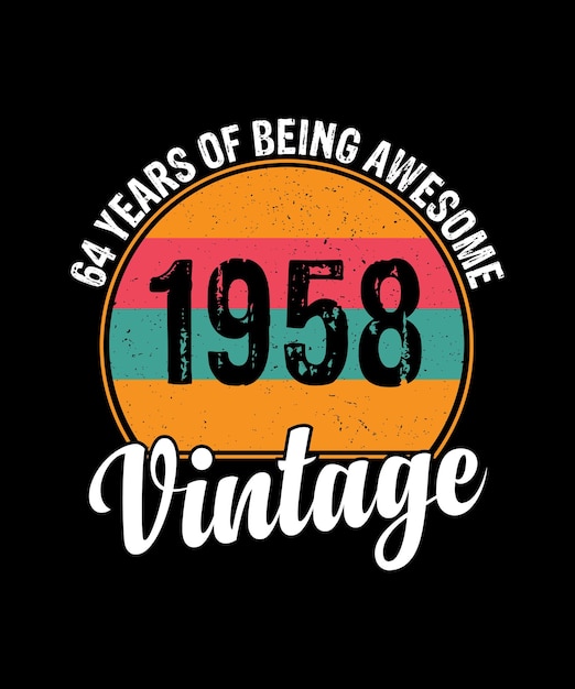 Plik wektorowy 64-letnie prezenty vintage 1958 edycja limitowana 64. urodziny t-shirt