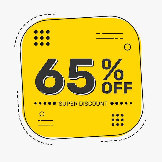 65 ZNIŻEK Super Rabat Promocja Oferta Specjalna Rabat Baner Żółty Kwadratowy Baner Promocyjny