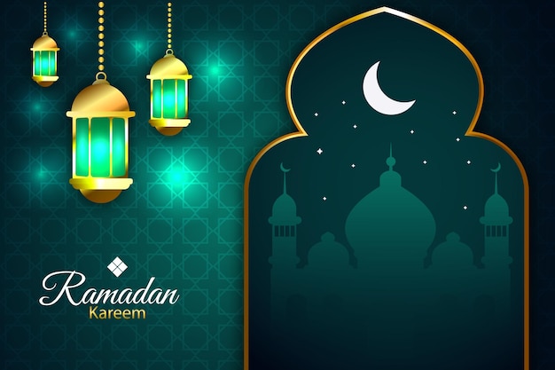 66 Luksusowych Meczetów Ramadan Kareem W Kolorze Zielonym I Kremowym