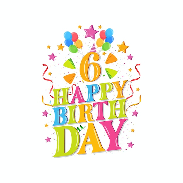 6th happy birthday logo z balonami wektorowy projekt ilustracji na urodziny
