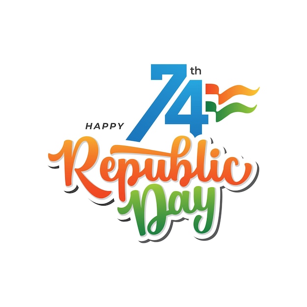 74. szczęśliwy dzień Republiki Indii obchody tekstu typograficznego projektu