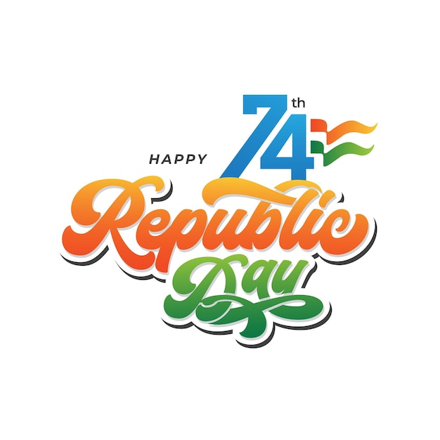 74. szczęśliwy dzień Republiki Indii obchody tekstu typograficznego projektu