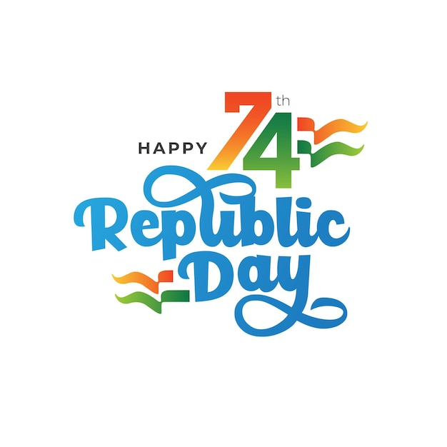 74. szczęśliwy dzień Republiki Indii obchody tekstu typograficznego projektu