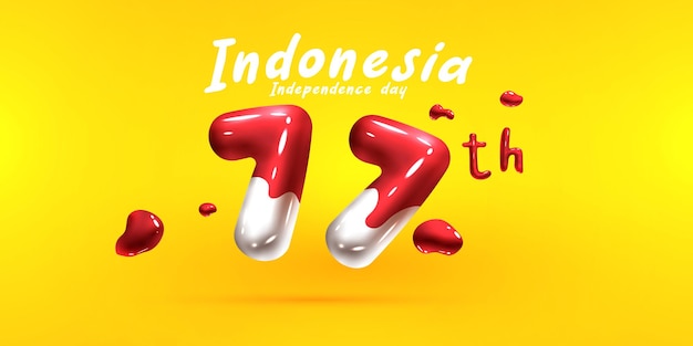 77-letni Dzień Niepodległości Indonezji Efekt Tekstowy 3d