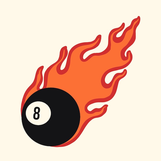 8 Ball Fire Tatto Retro Ilustracja Wektorowa