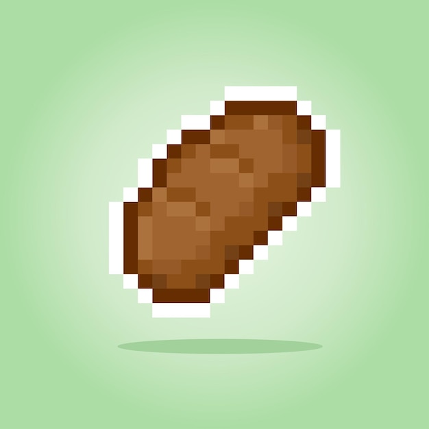 8-bitowa Ikona żywności Pikselowej Chleba Dla Zasobów Gier Na Ilustracjach Wektorowych