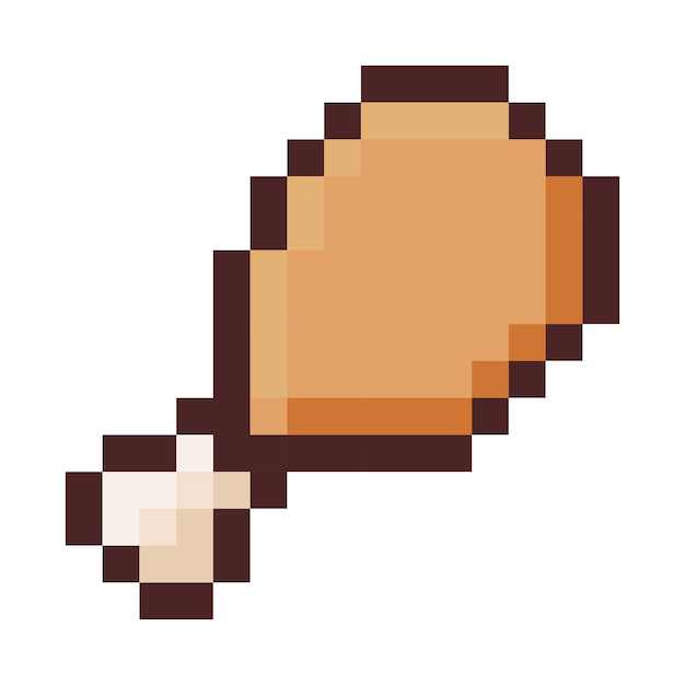8-bitowe piksele smażonego udka z kurczaka, pysznego kurczaka Grafika pikselowa
