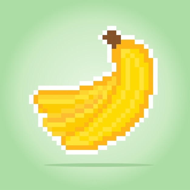 8-bitowy Banan Pikseli Sztuki Piksele Owocowe Dla Zasobów Gier Na Ilustracji Wektorowych