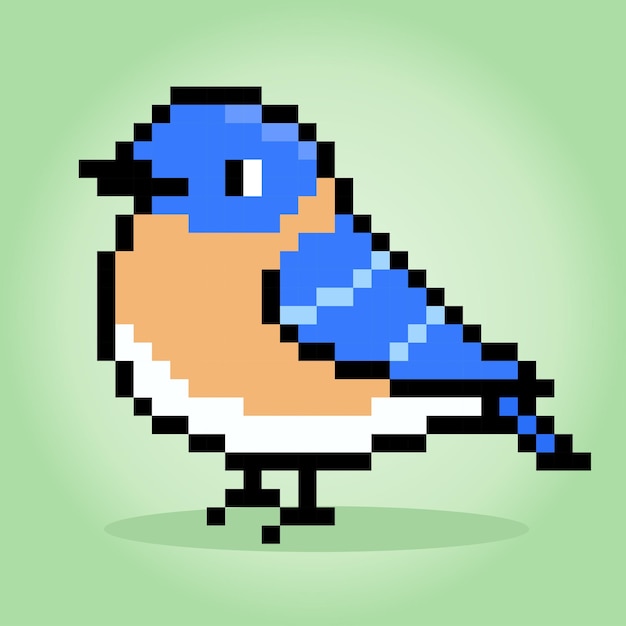 8-bitowy piksel ptak Zwierzęta Pixel w ilustracjach wektorowych do haftu krzyżykowego i zasobów gier