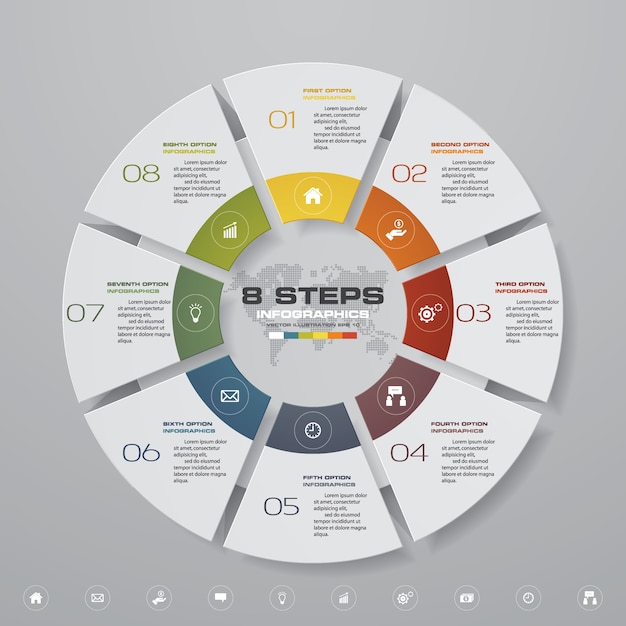 8 Kroków Infografiki Elementy Wykresu Cyklu.