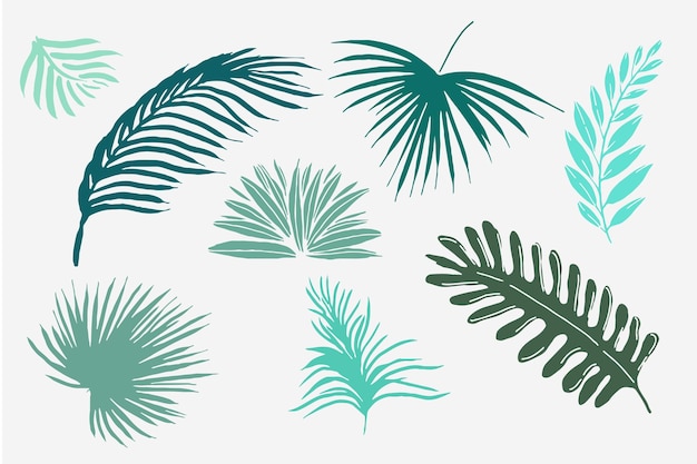 8 liści tropikalny styl. Plik Eps 8. Ilustracja wektorowa