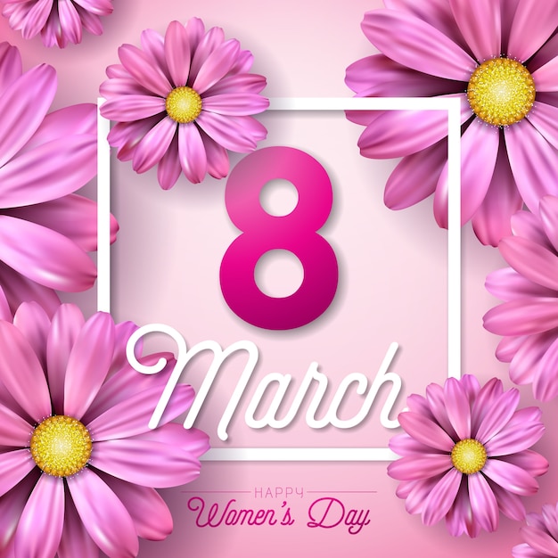 8 marca Happy Womens Day Floral kartkę z życzeniami.