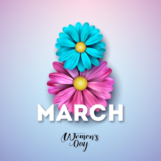 8 marca Happy Womens Day Floral kartkę z życzeniami