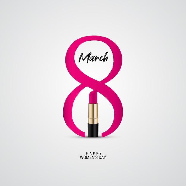 8 Marca, Międzynarodowy Dzień Kobiet. Szminka Z Pomysłem Na 8 Marca, Projekt Banera, Grafika Wektorowa Plakatu