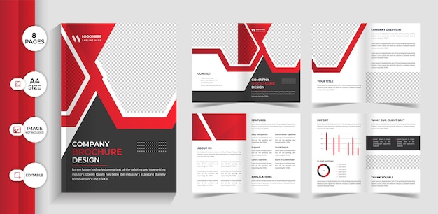 Plik wektorowy 8 strona projekt szablonu broszury profilu firmy