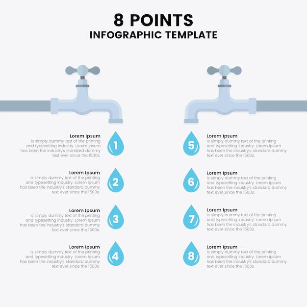 Plik wektorowy 8 szablon punktów wody - szablon infografiki wody