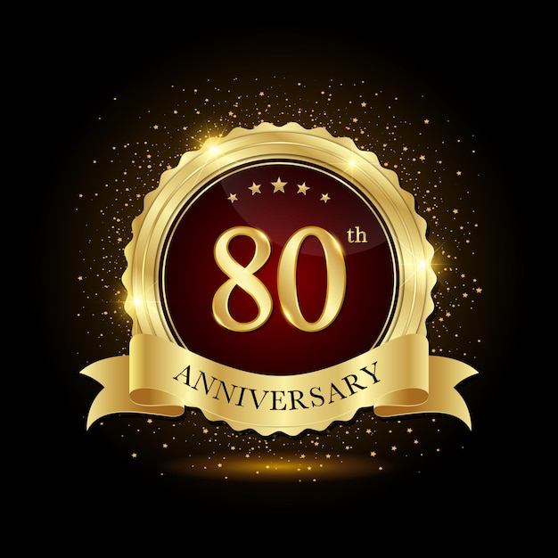 80. rocznica Złoty emblemat projekt na urodziny Rocznica logo Rocznica szablonu