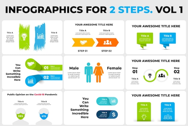 9 Infografiki Dla 2 Kroków I Opcji Szablony Slajdów Prezentacyjnych