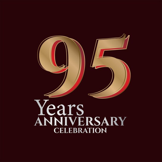 95 Lat Rocznica Logo Złoty I Czerwony Kolor Na Białym Tle Na Eleganckim Tle Wektor Wzór.