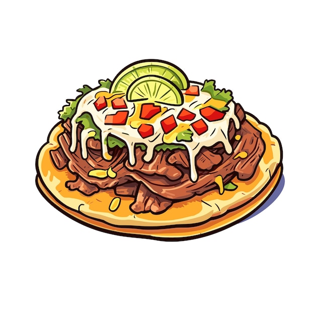 Plik wektorowy a cartoon beef tostada mexico food vector ilustrator generative ai