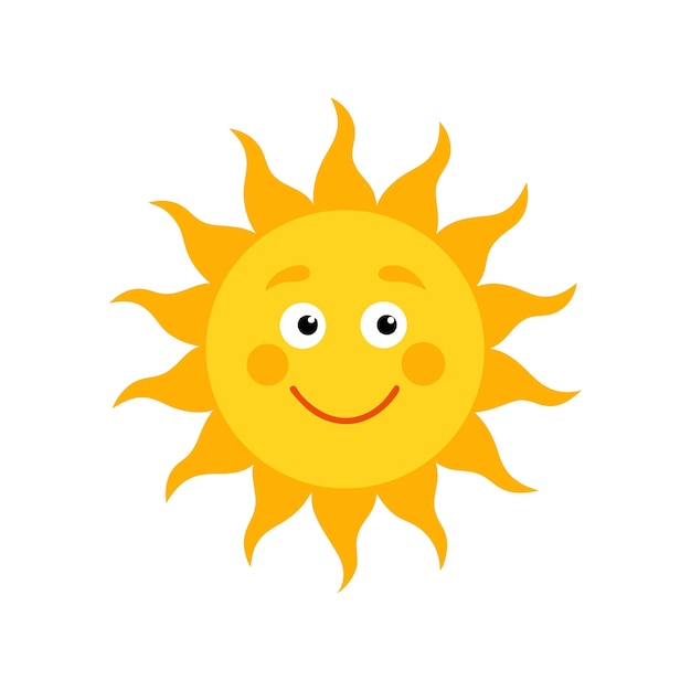 A cheerful vector of a yellow sun with a big smile and blushing cheeks