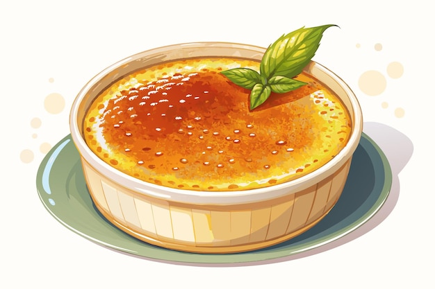 Plik wektorowy a classic cream pudding with a perfectly caramelized sugar crust served in a crisp white ramekin