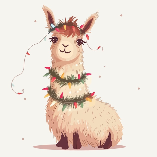 Plik wektorowy a_cute_llama_with_a_garland_of_lights_around_her