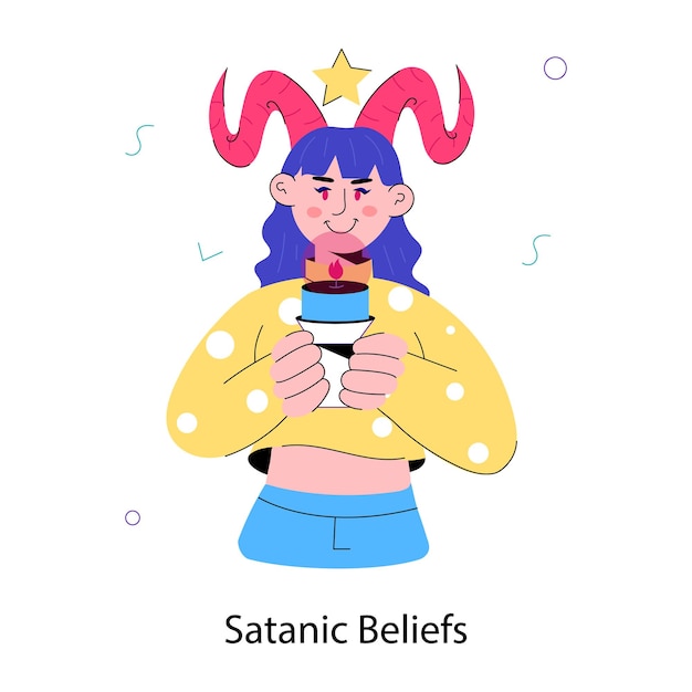 Plik wektorowy a doodle mini illustration showing satanic beliefs