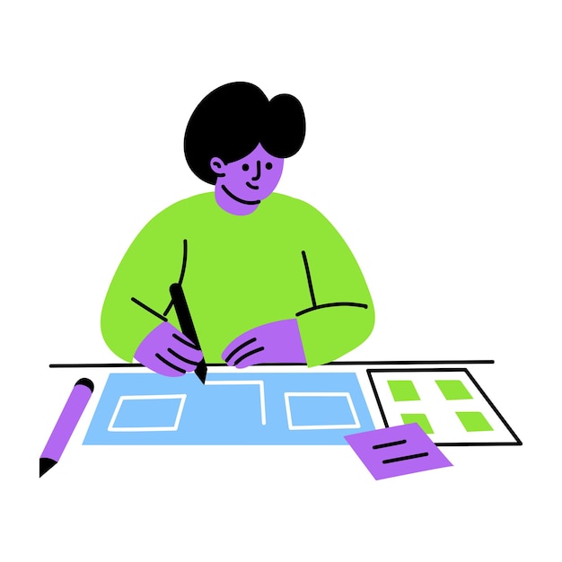 A flat style illustration showing script writer