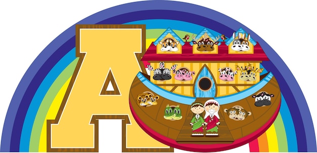 Plik wektorowy a jest dla ark noe alphabet learning biblijnej ilustracji edukacyjnej