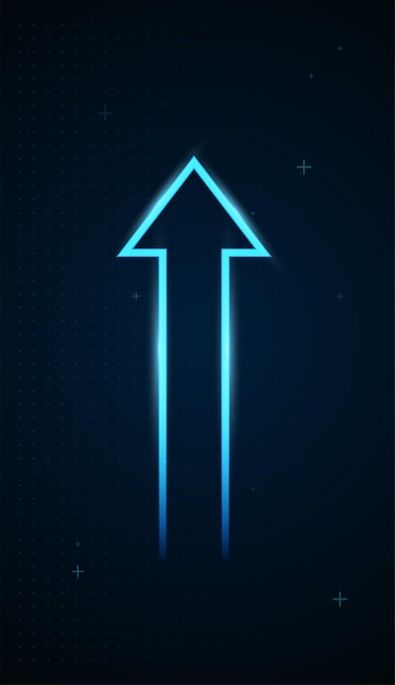 A massive solid blue arrow pointing sharply upward against a light background symbolizing strong