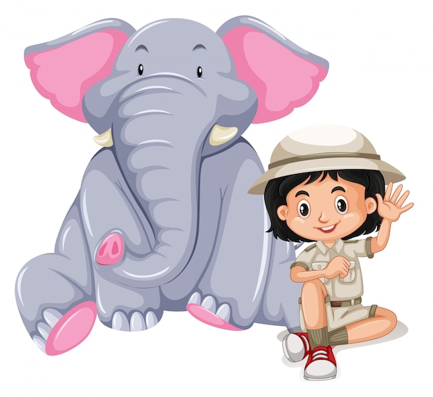 Plik wektorowy a safari girl with elephant