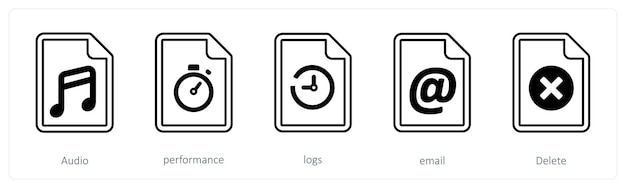 A set of 5 mix icons as audio performance logs