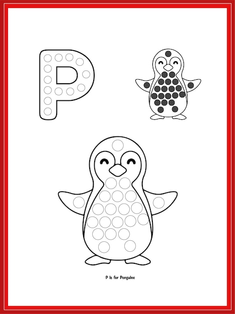 Abc Dot Marker Zabawa Kreatywne Dzieci Strony Aktywności Pingwin Kropka