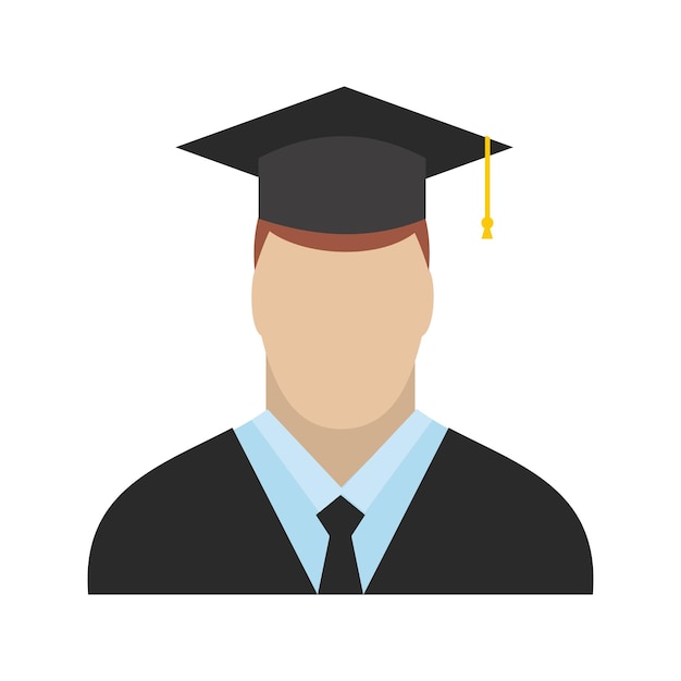 Absolwent płaski ikona Student w kapeluszu na białym tle