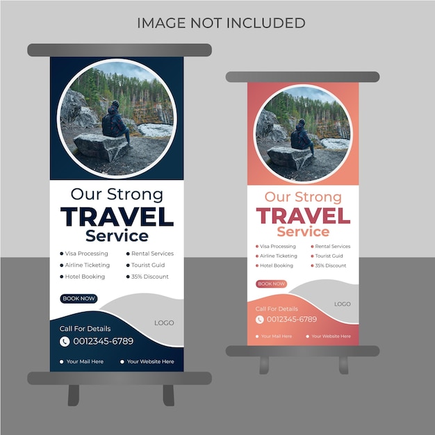 Abstrac New Modern Travel Roll Up Banner Design dla biznesu lub biura podróży