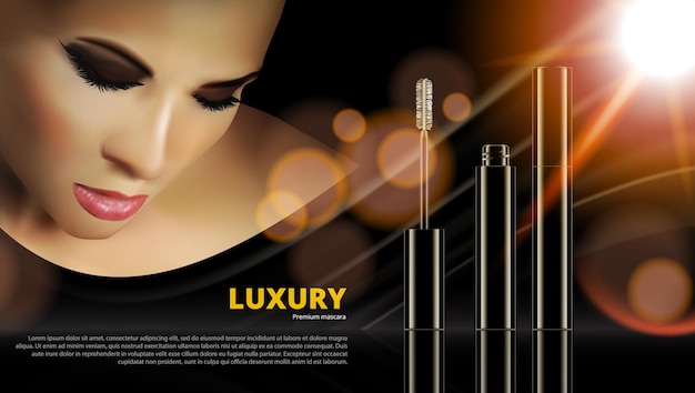 Plik wektorowy abstract cosmetics beauty series advertising szablon tuszu do rzęs premium