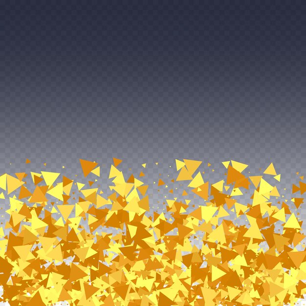 Abstract Iridescent Birthday Card. Gold Confetti on Transparent Background. Isolated Golden Dust Particles. Geometric Anniversary Backdrop. Random Bridal Backdrop. Foil Border. Vector Round Bokeh.