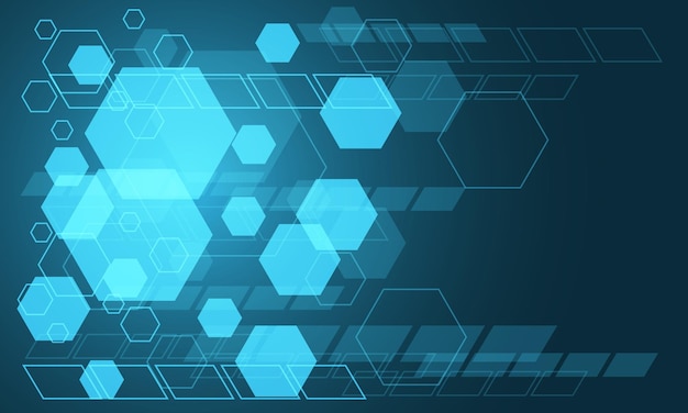 Abstrakcjonistyczna błękitna technologia futurystyczny sześciokąt geometryczny projekt nowożytny tło wektor