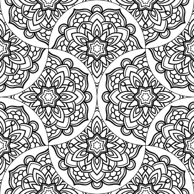 Abstrakcjonistyczna mandala rybia łuska bezszwowy wzór. Płytka ozdobna, tło mozaiki. Kwiatowy patchwork