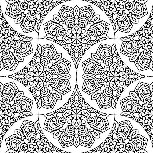 Abstrakcjonistyczna mandala rybia łuska bezszwowy wzór. Płytka ozdobna, tło mozaiki. Kwiatowy patchwork