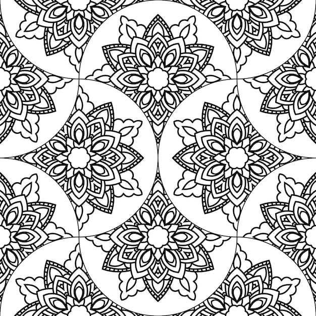 Abstrakcjonistyczna mandala rybia łuska bezszwowy wzór. Płytka ozdobna, tło mozaiki. Kwiatowy patchwork