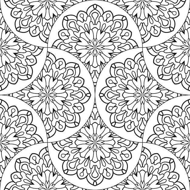 Abstrakcjonistyczna mandala rybia łuska bezszwowy wzór. Płytka ozdobna, tło mozaiki. Kwiatowy patchwork
